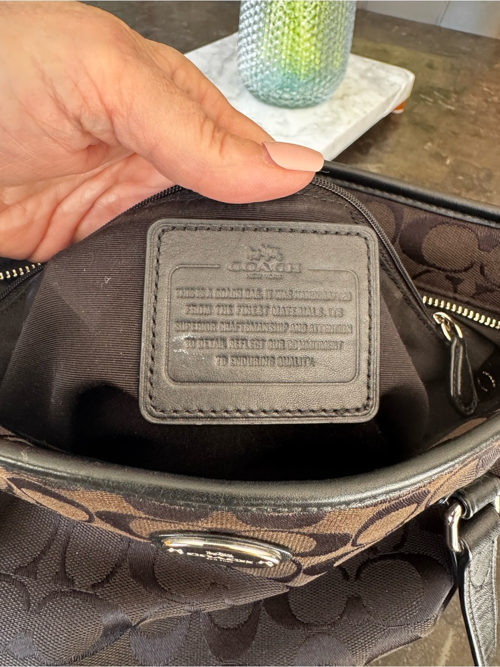 Coach Black Zip Top Tote (F36375) - Picture 7 of 12